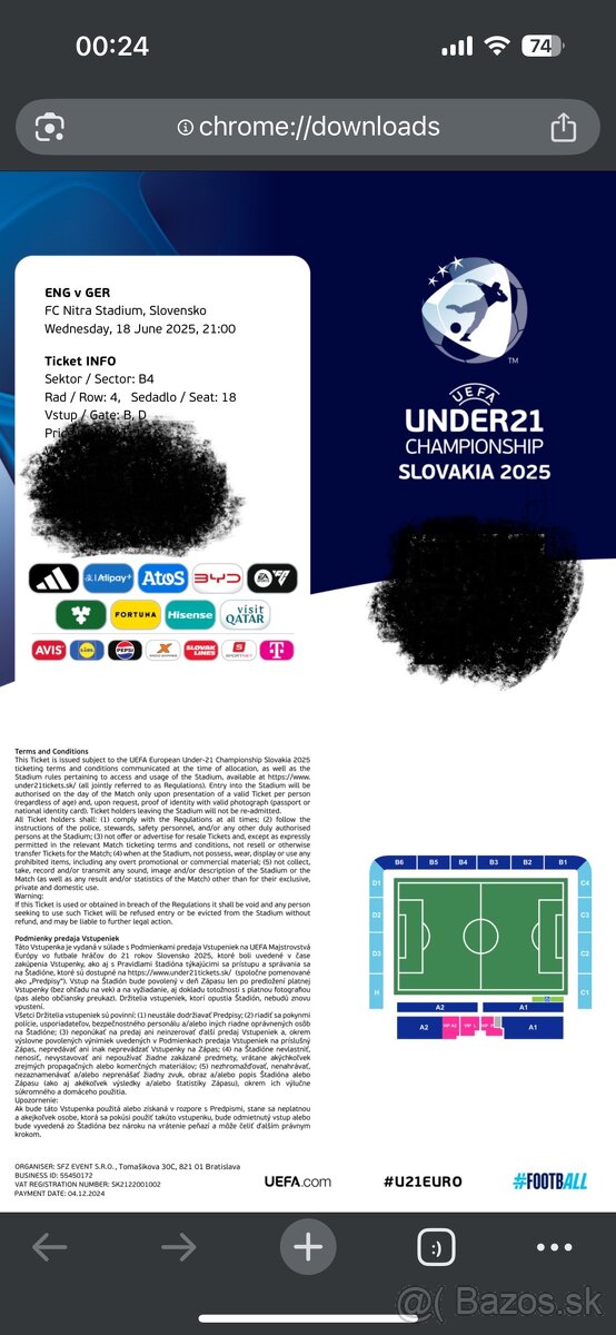 Vstupenky Anglicko Nemecko U21