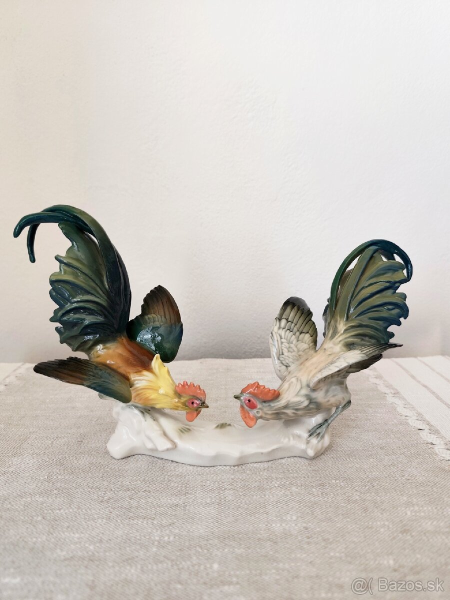 Ens Volkstedt vtáčiky kohúti porcelánová soška 30 cm