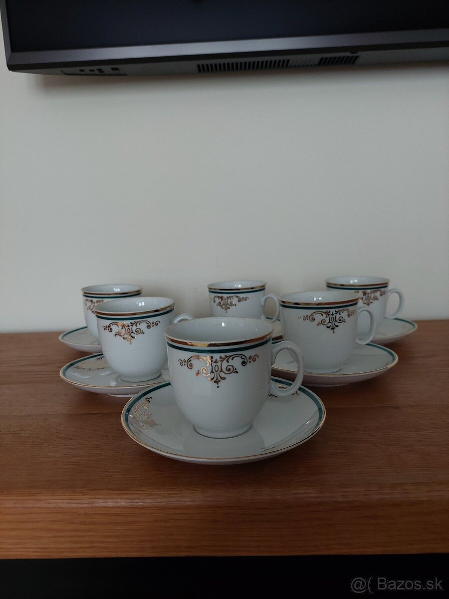 Šálky mokka 6 kusov Bohemia Czechoslovakia