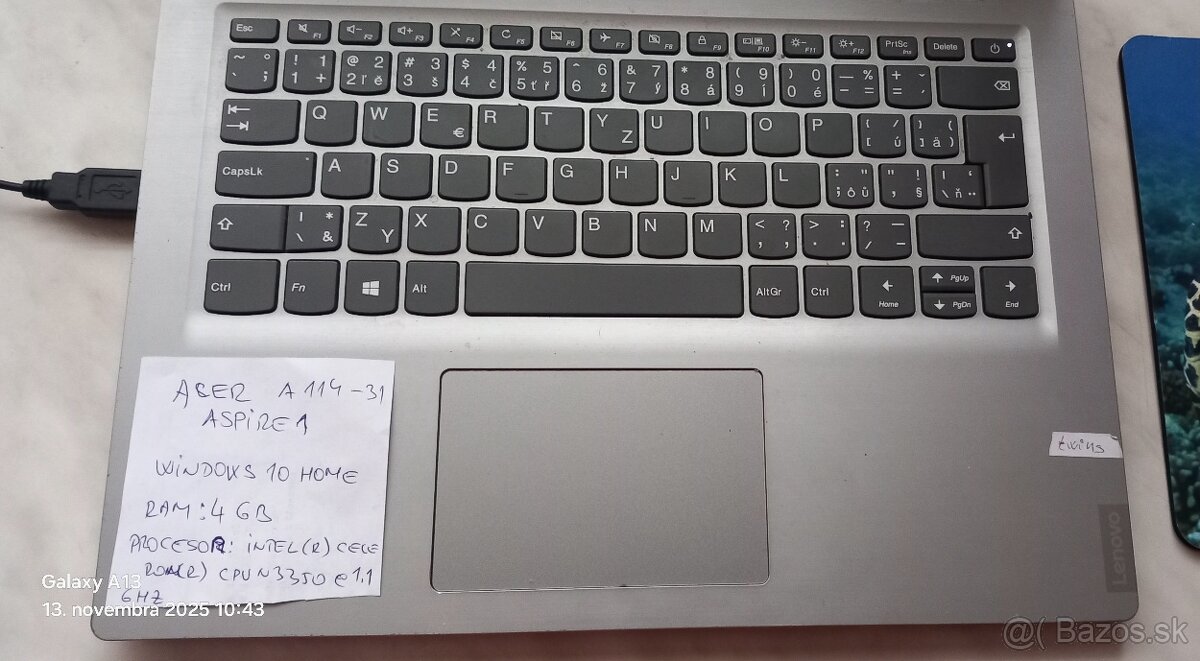 Predám notebook 14" Acer A 114-31 Aspire 1 výhodne top stav