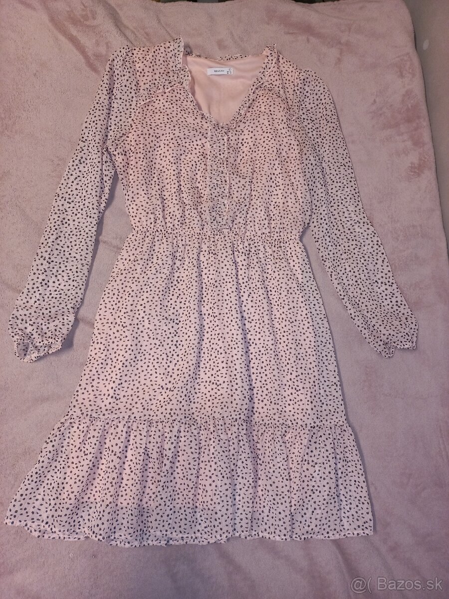 Jemne ružové šaty s bodkami Reserved, veľkosť S-M