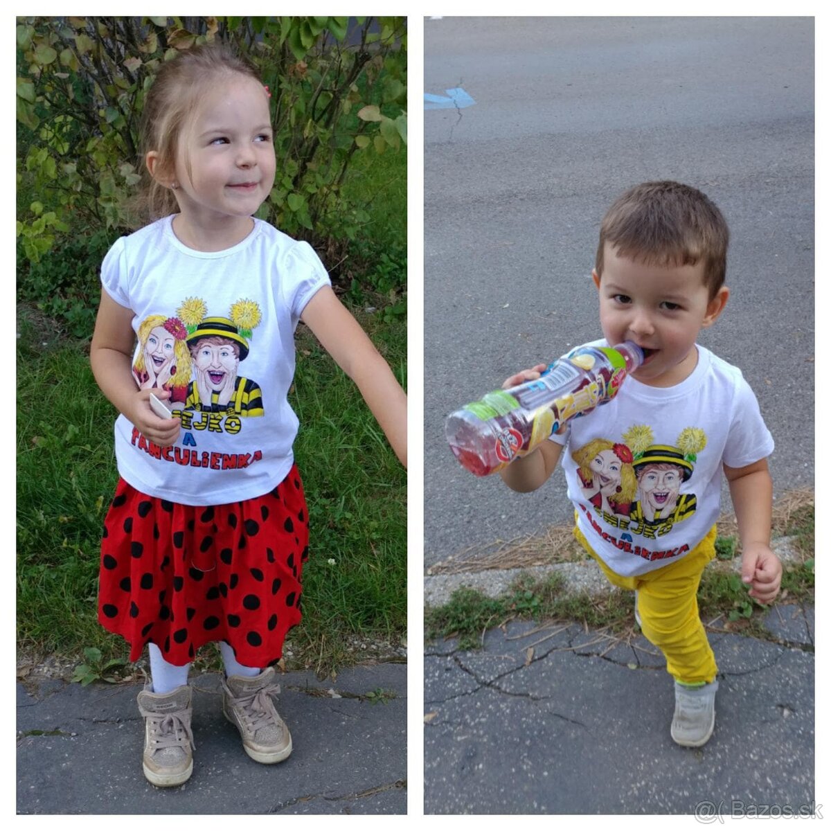 Dve ručne maľované tričká smejko a tanculienka