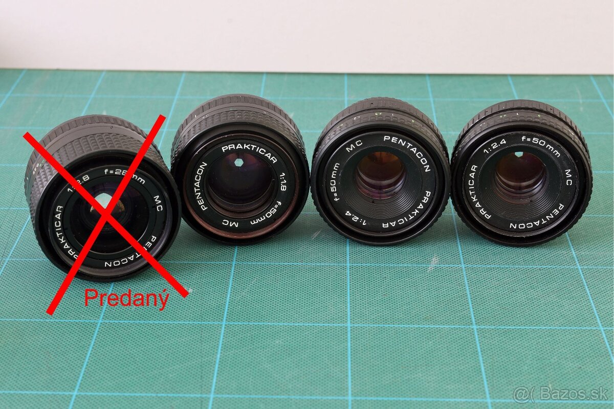 Predám objektívy na Praktica PB bajonet + redukciu na Fuji