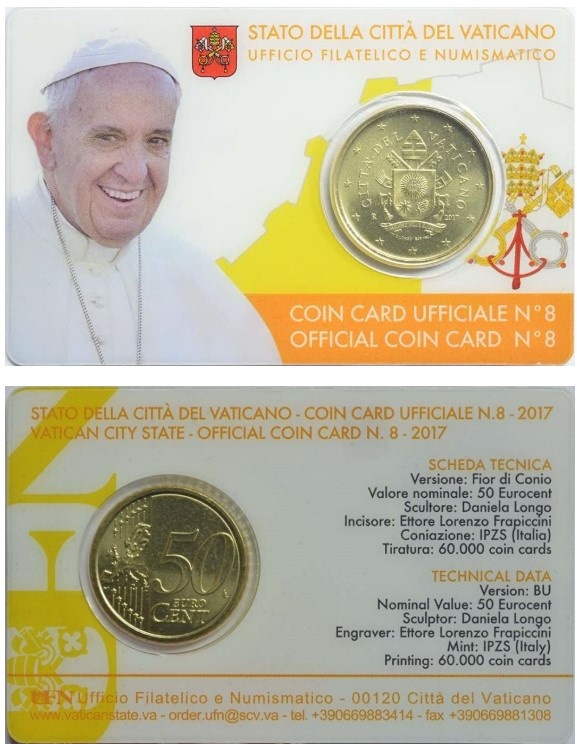 Vatikan Papez Frantisek CoinCard 50 euro cent