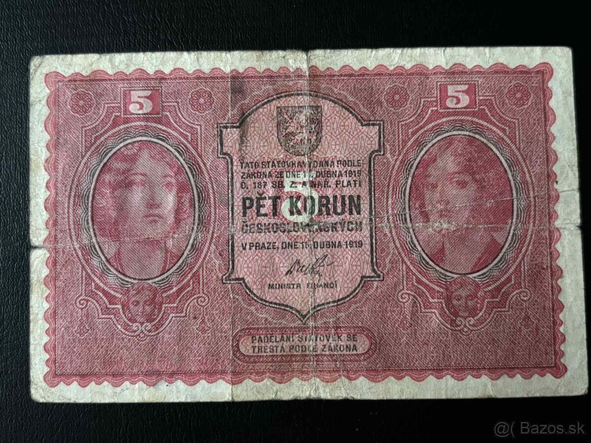 ►►►5 korún Československých r. 1919◄◄◄