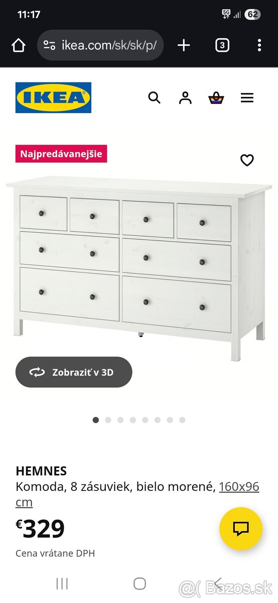 Komoda hemnes 8 zas.bielo morena