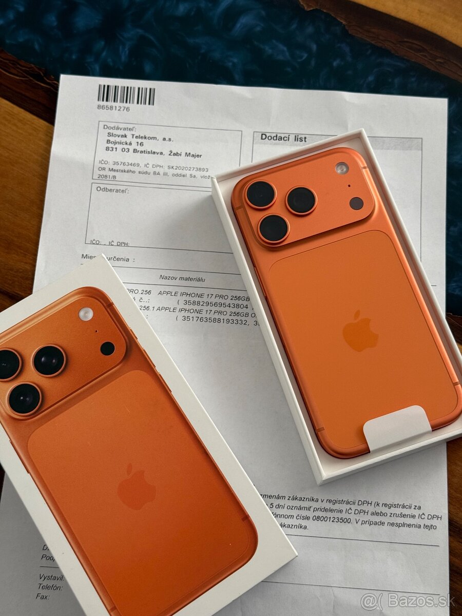 iPhone 17 Pro 256gb Orange nepoužity 2r zaruka telekom