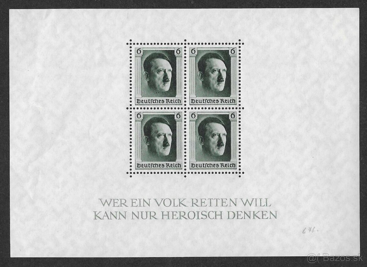 NEMECKO 🖼️(VIC.250) Reich - Blok 7. 1937 čistá / lep
