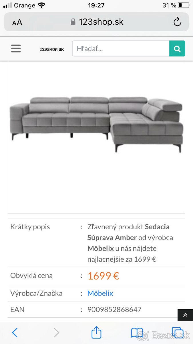 Elektricky rohový gauč