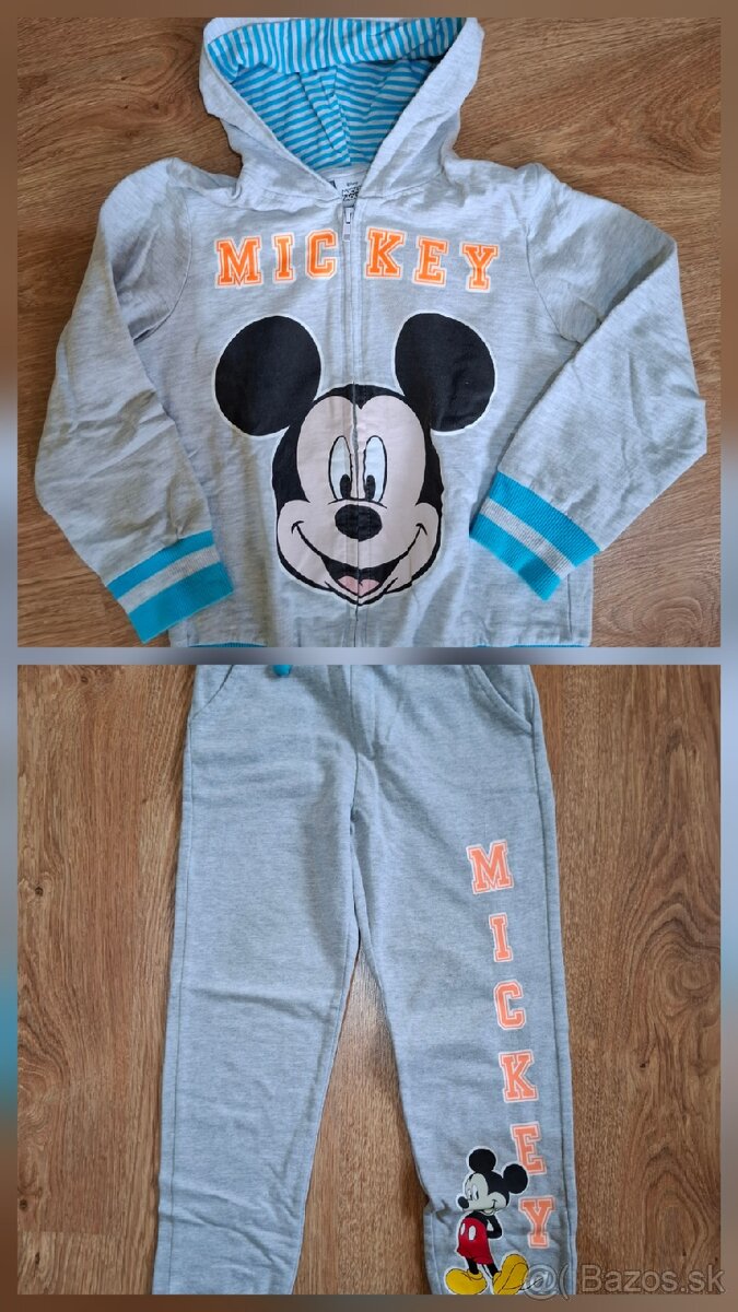 Mickey mousse bunda 128 alebo tepláky 122