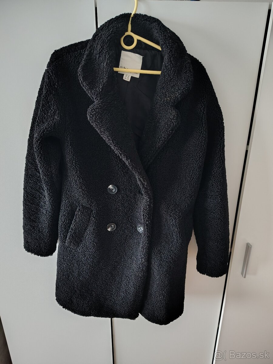 Teddy čierny kabát