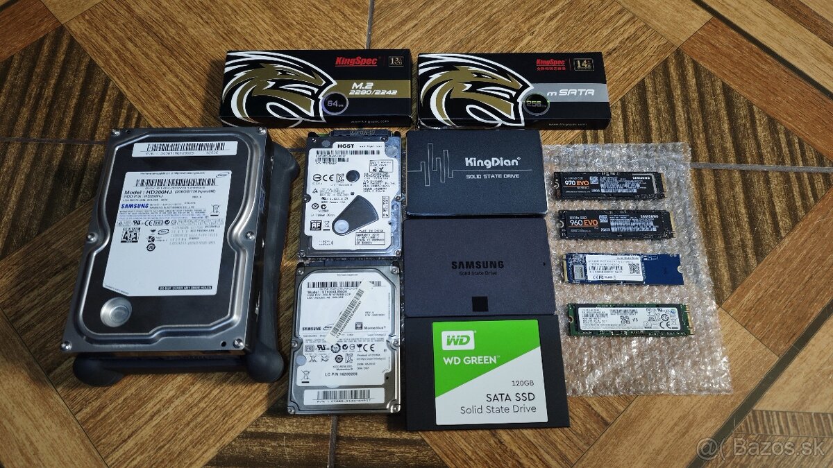 HDD & SSD, M.2 SATA & NVMe, mSATA disky