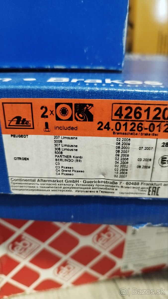 ATE brzdové kotúče a doštičky