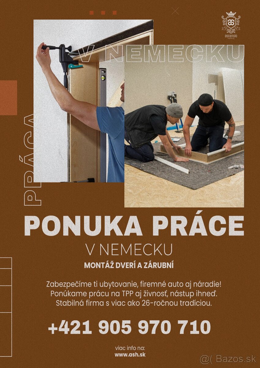 PONUKA PRÁCE – MONTÁŽ DVERÍ A ZÁRUBNÍ V NEMECKU