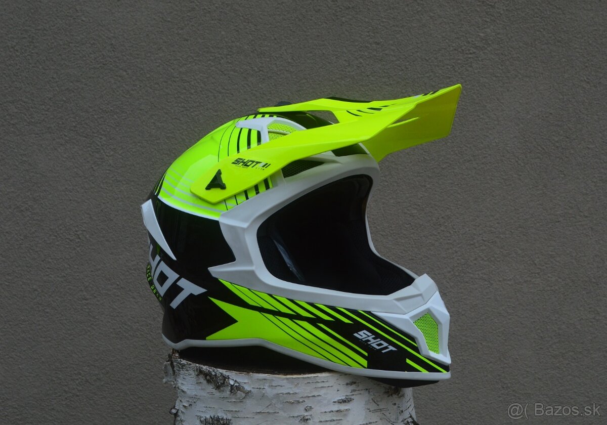 SHOT žltá neon CARBON Kevlar, prilba okuliare