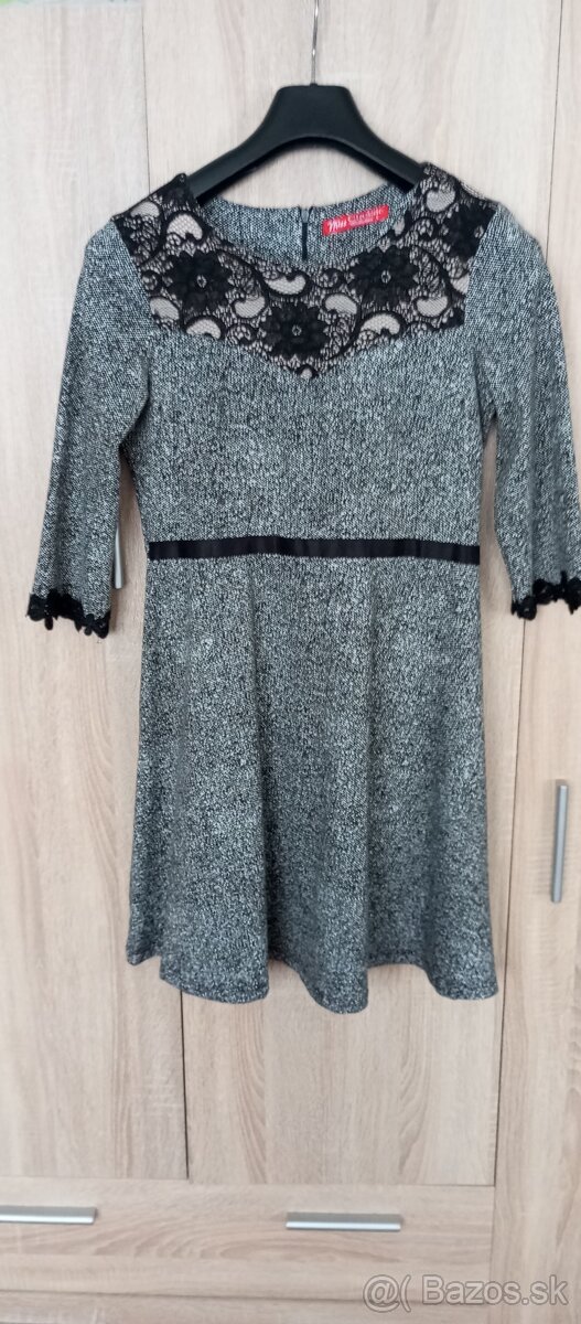 Šaty sivé s dlhým rukávom A strih L