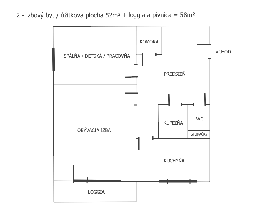 2 izbový byt s loggiou a komorou - predaj / REALITKY NEVOLAŤ