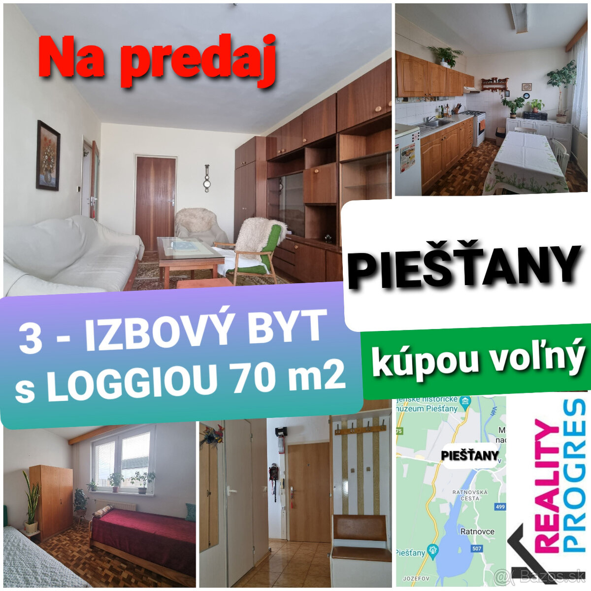 NA PREDAJ 3 IZBOVÝ BYT s LOGGIOU 70 m2 PIEŠŤANY - VOLNÝ