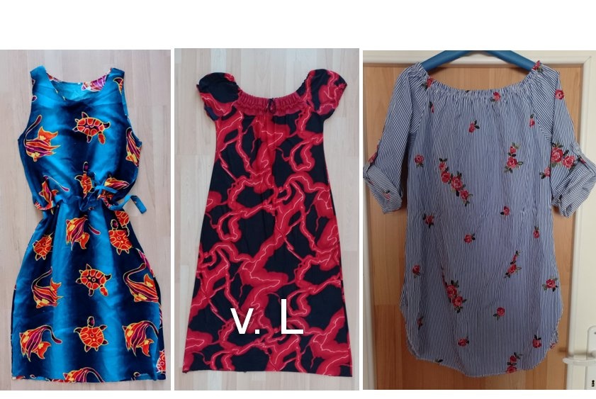3x letné šaty v. L - cez prsia 54cm,