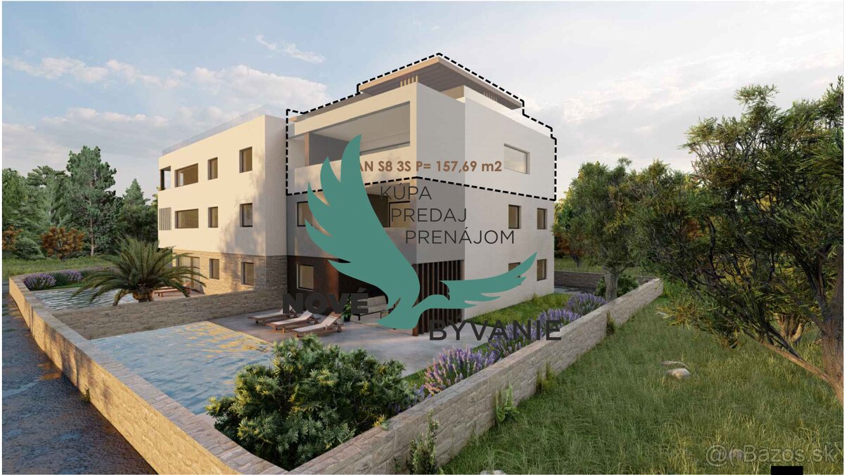 Chorvátsko-Apartmán s výhľadom na more, 50m od mora, 3x spál