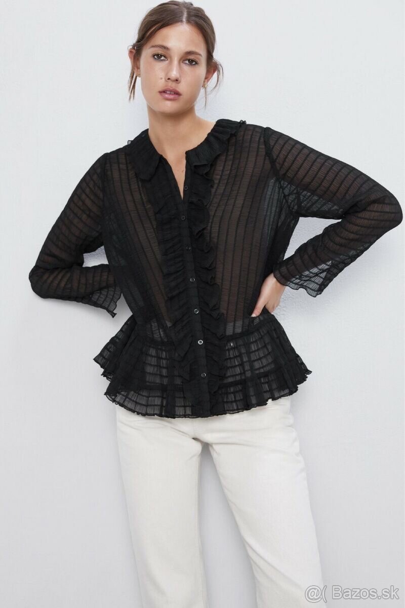 ZARA čierna košeľa blúzka