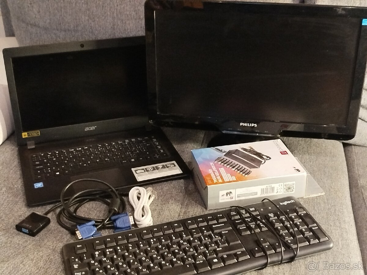 Notebook Acer + monitor Philips