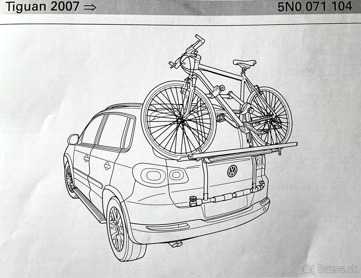 Značkový nosič bicyklov na zadné dvere pre VW Tiguan