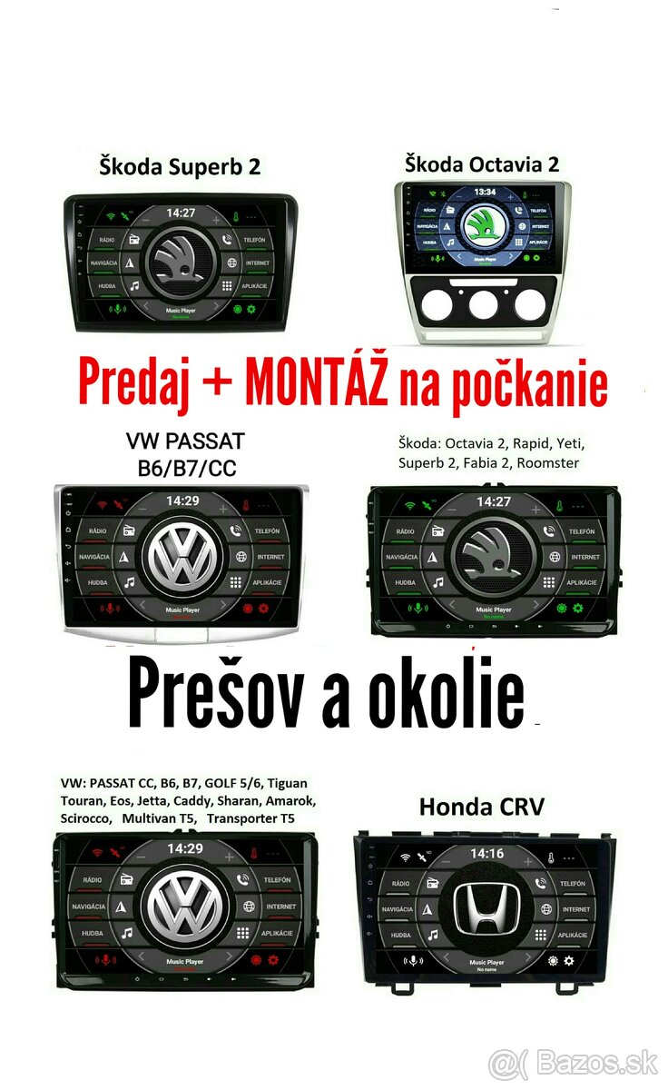 2025 AUTORÁDIÁ - ANDROID 14 - PREDAJ + MONTÁŽ rôzne značky