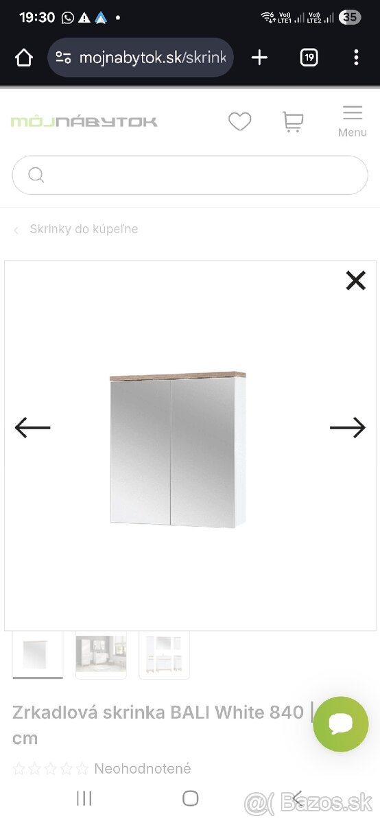 Zrkadlova kupelnova skrinka nepouzita