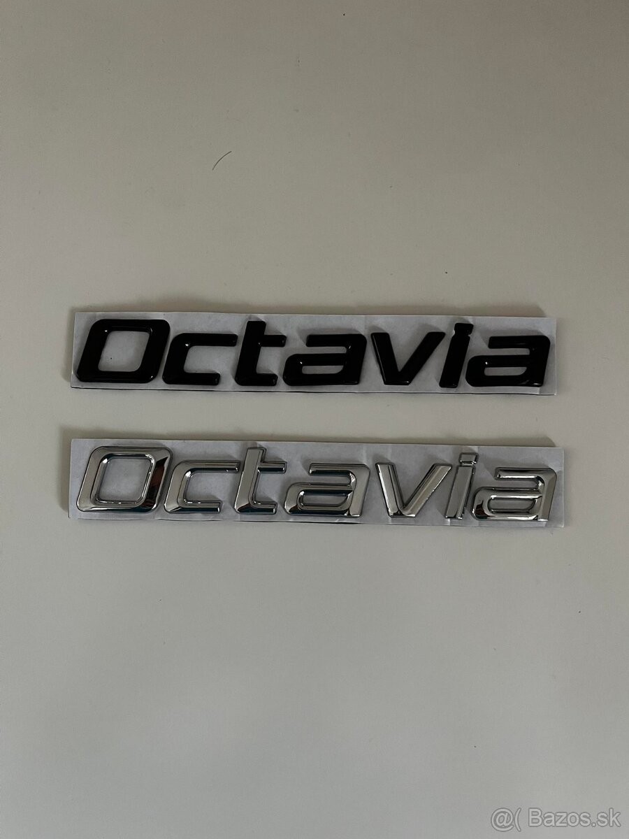 Octavia 2 nápis chrómový a čierny lesklý