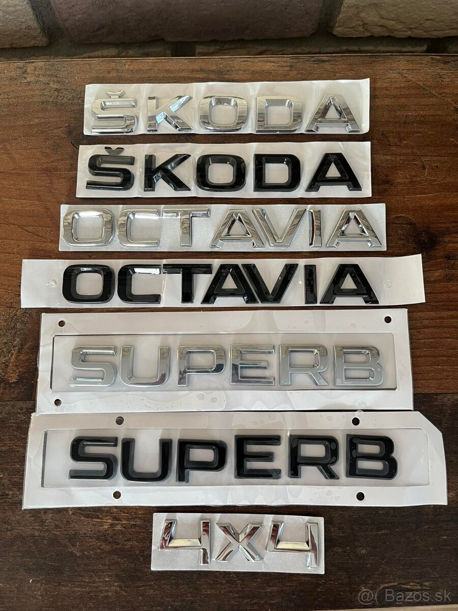 Nápisy Škoda na kufor - Octavia, Superb a 4x4