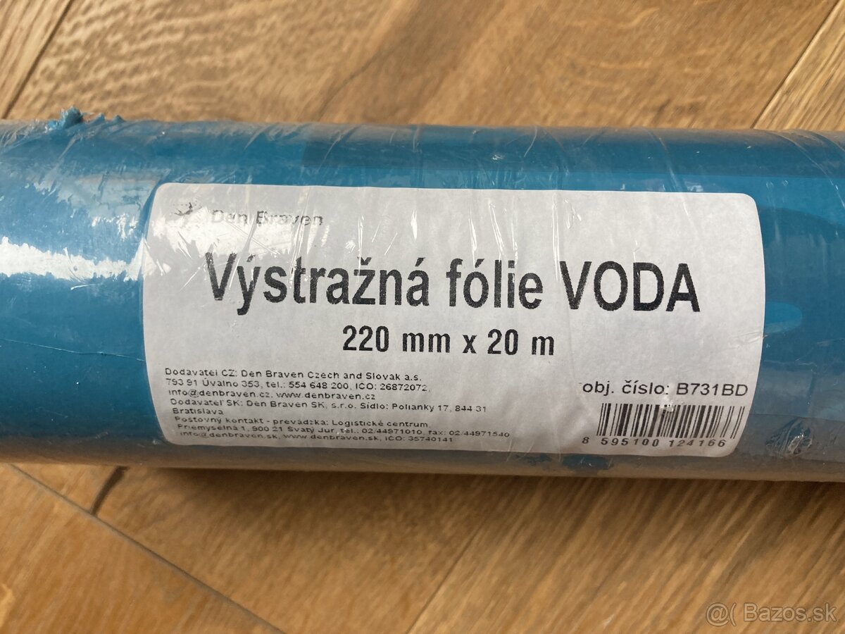 Výstražná fólia "Pozor voda" modrá 20 m