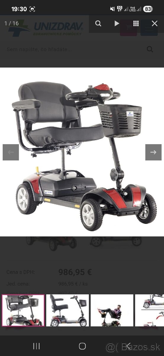 Elektrický skúter Mobility pre seniorov