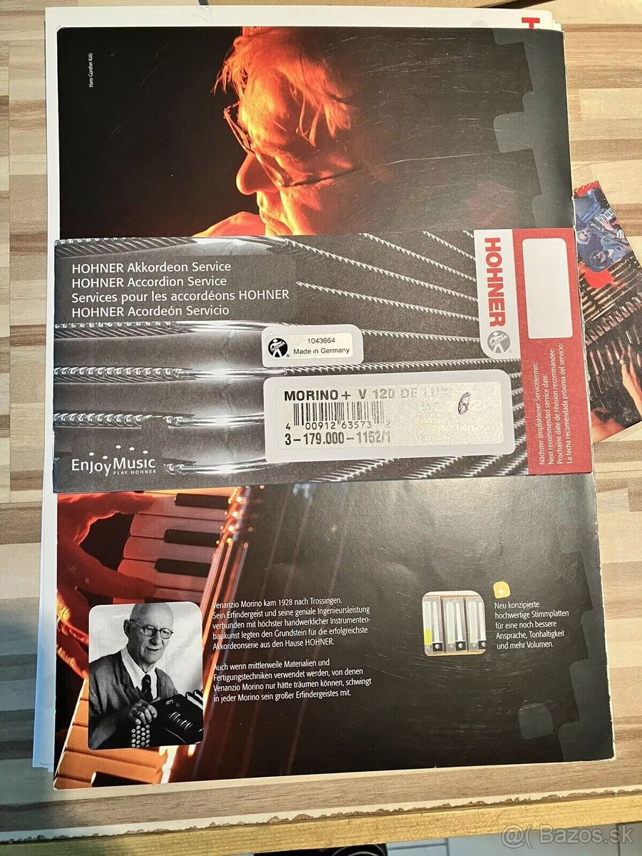 Akordeón, Hohner Morino + V 120 de Luxe, Cassotto, čierny