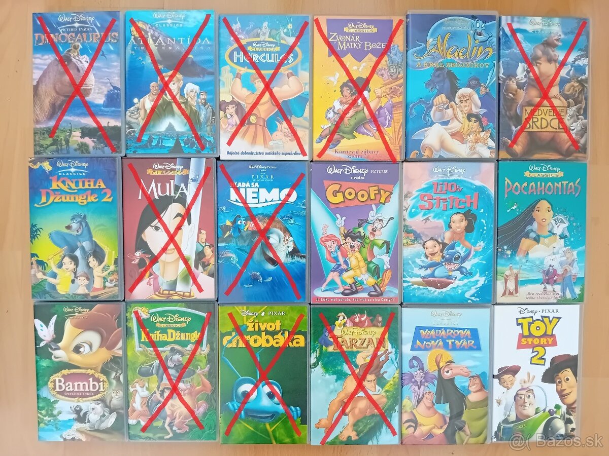 VHS filmy a rozprávky, DVD filmy a CD hudba