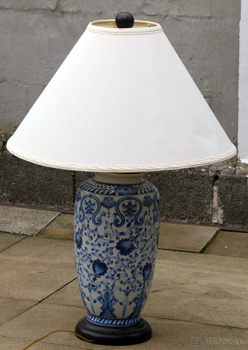 Modro-biele porcelánove stolove lampy 2x vacsia, 2x mensia