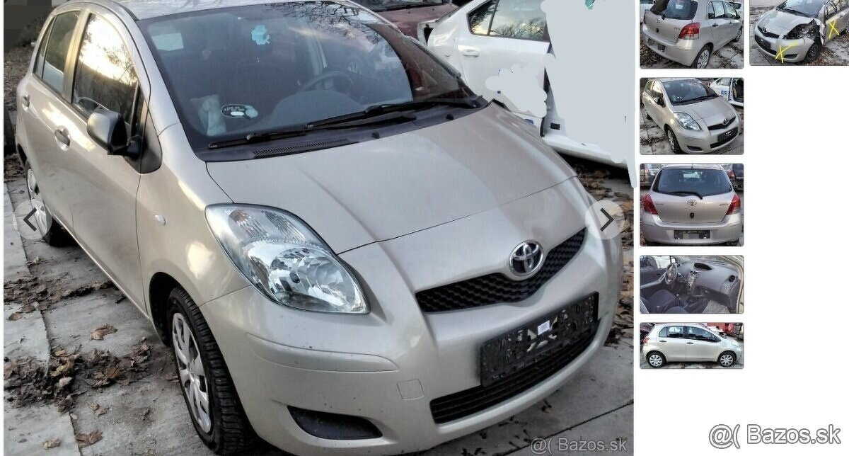 TOYOTA YARIS 1.33 2011 predám MOTOR kód 1NR-FE, DVERE