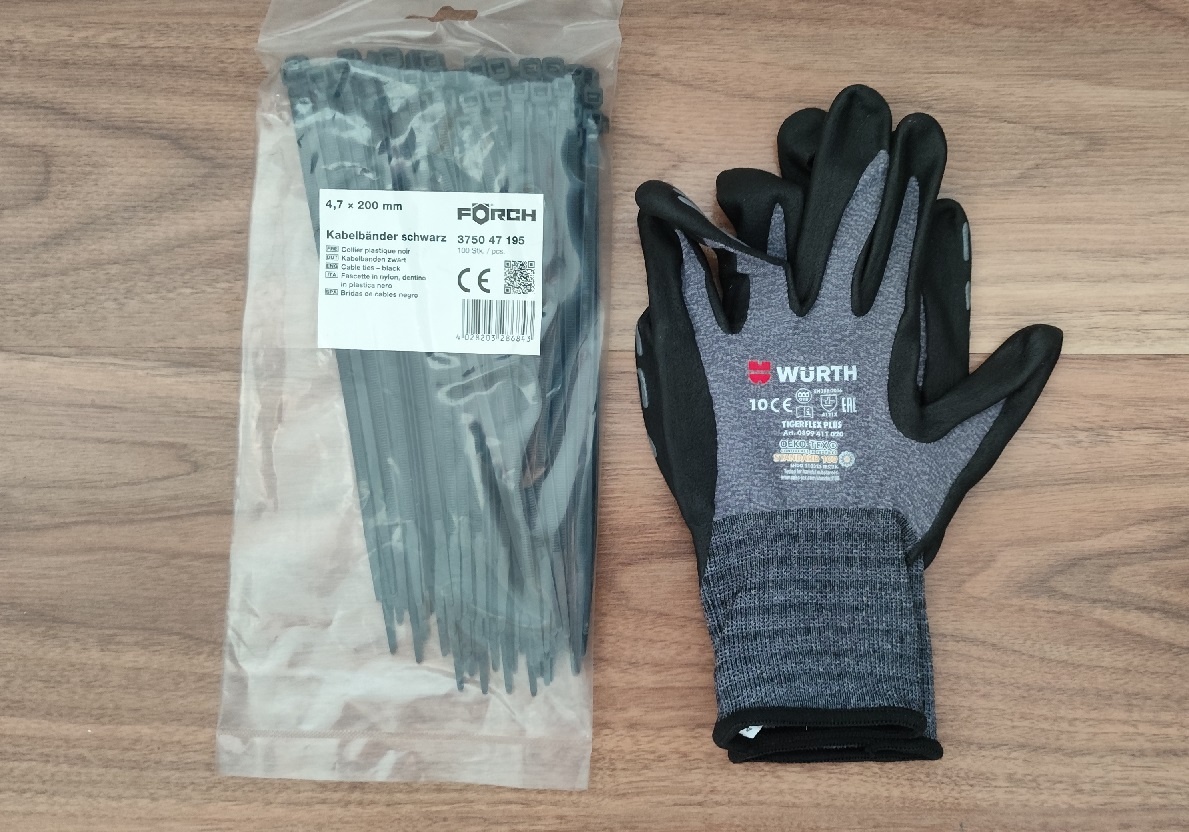 Wurth Tigerflex plus rukavice + sťahovacie pásky Forch, set