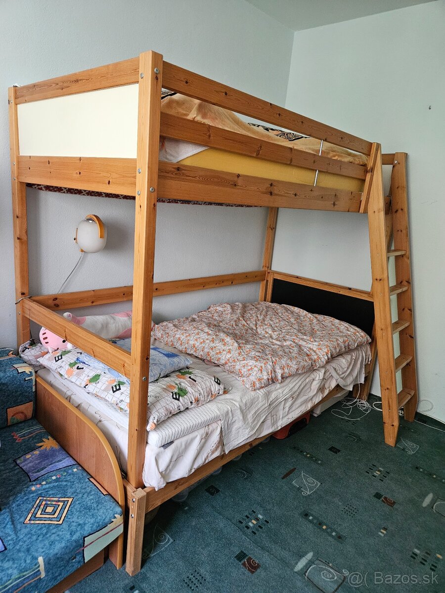Ikea Posteľ vysoká rám drevo Masív Borovica