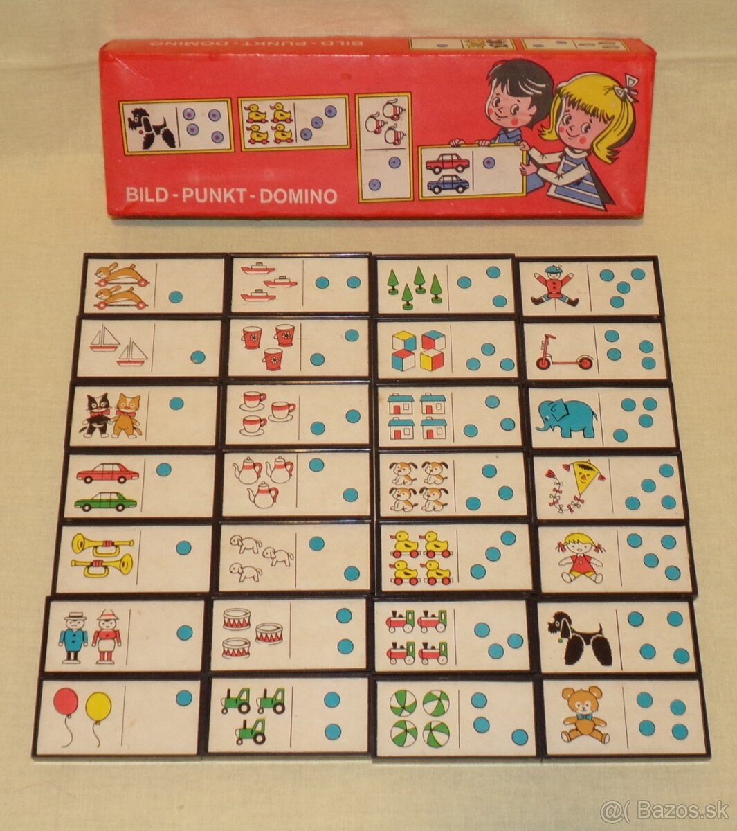 retro hra - hračka - obrázkové DOMINO kompletný stav