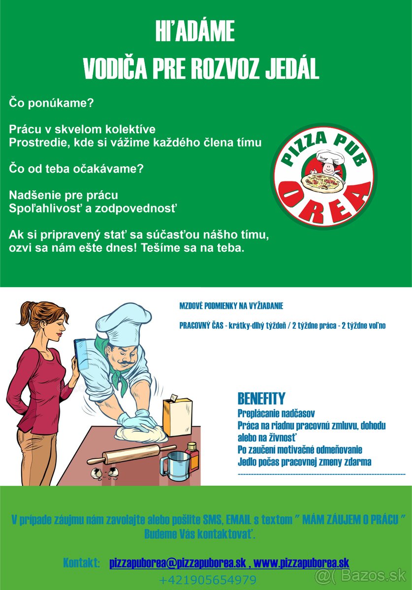 HĽADÁME VODIČA PRE ROZVOZ JEDÁL