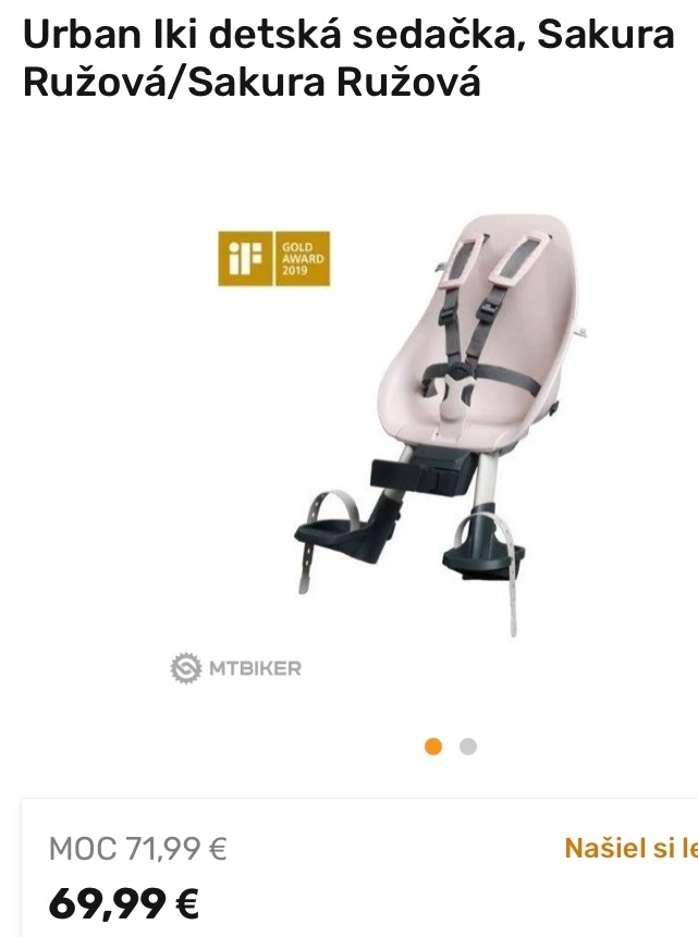 Urban iki ružová predná detská sedačka