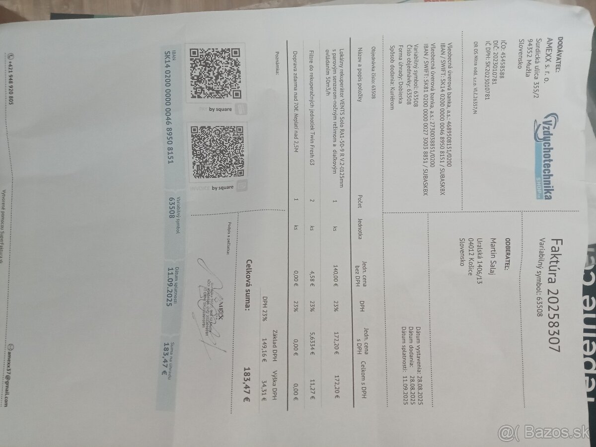 Predám nepoužitú lokalnu rekuperaciu