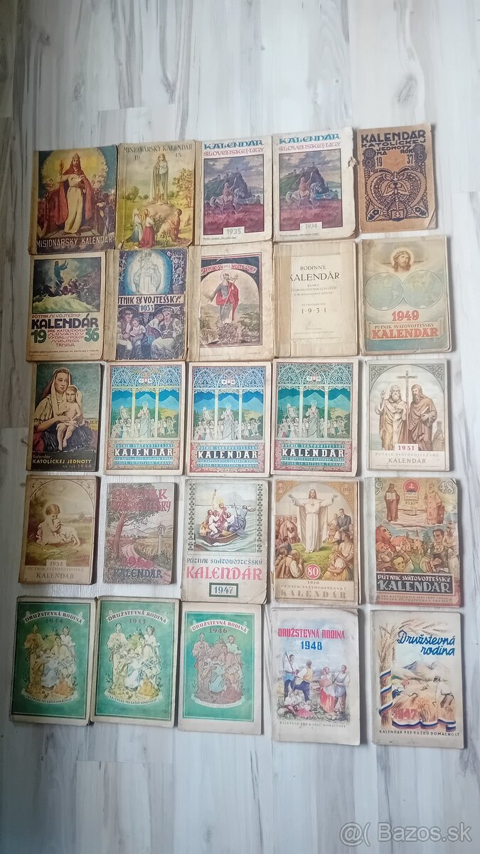 Staré knihy, kalendáre, náboženské casopisy