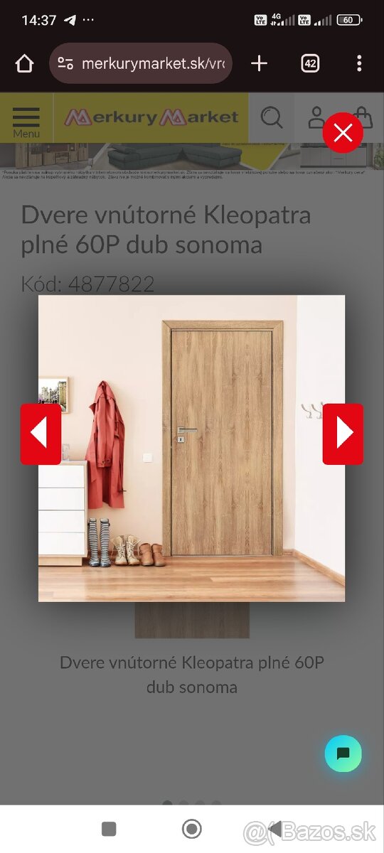 Dvere vnútorné Kleopatra plné 60P dub sonoma