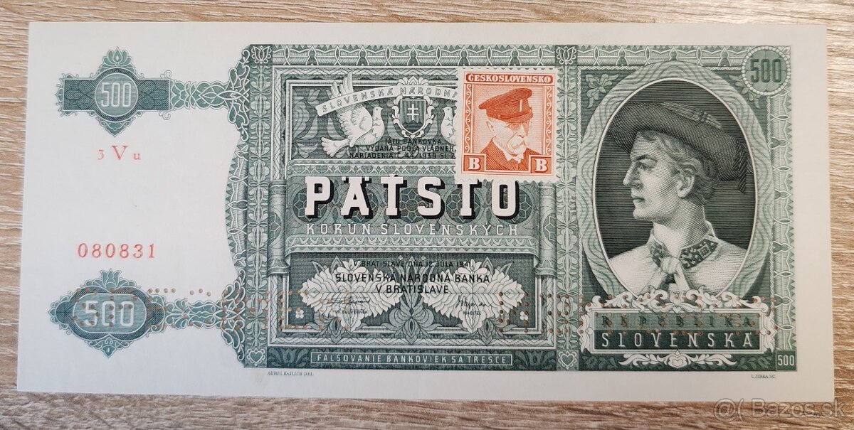 500 ks, 1941, 3Vu, 2x SPECIMEN dolný, KOLOK