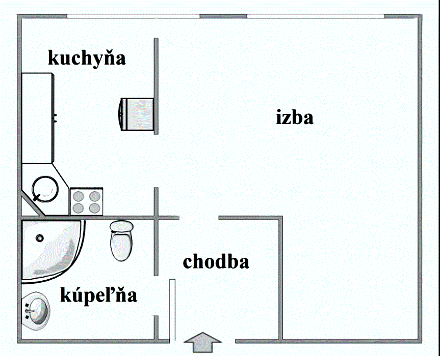 Na predaj 1 izbový byt v Šamoríne blízkosti pešej zóny