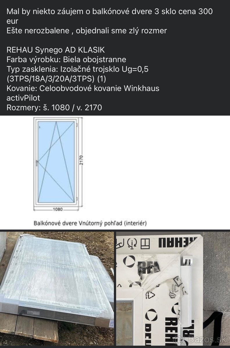 Plastové balkónové dvere