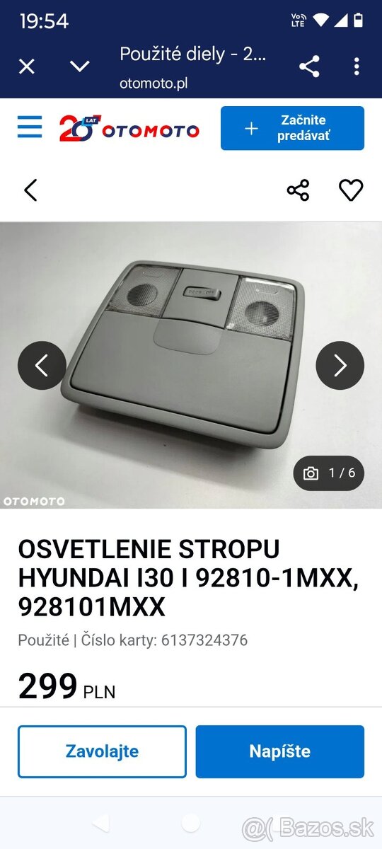 Stropné interiérové svetlo - Hyundai i30