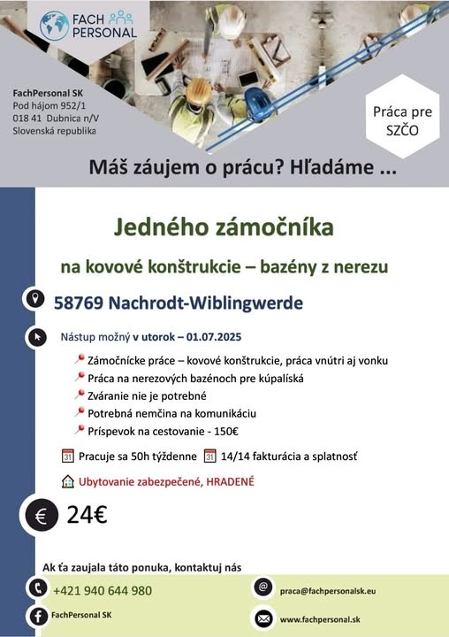 Práca do Nemecka pre jedného zámočníka